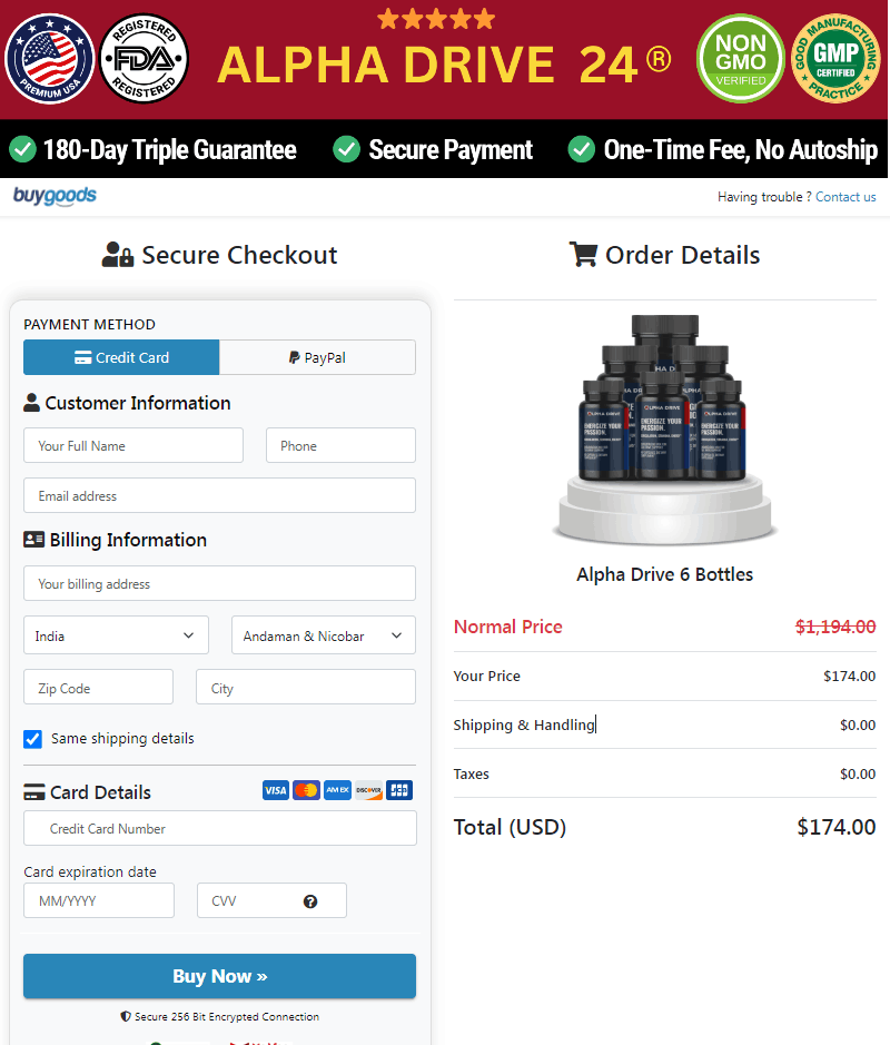 alpha drive order form